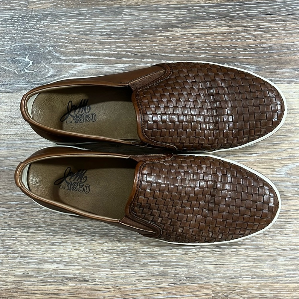 Johnston & Murphy McGuffey Woven Brown Leather Slip-On Shoe